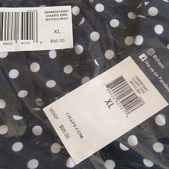 Chaps Women's Fit Flare Navy/White Dot Dress, Size XL - Picture 4 of 8
